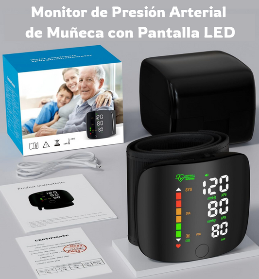 Monitor de Presión Arterial de Muñeca LED Táctil